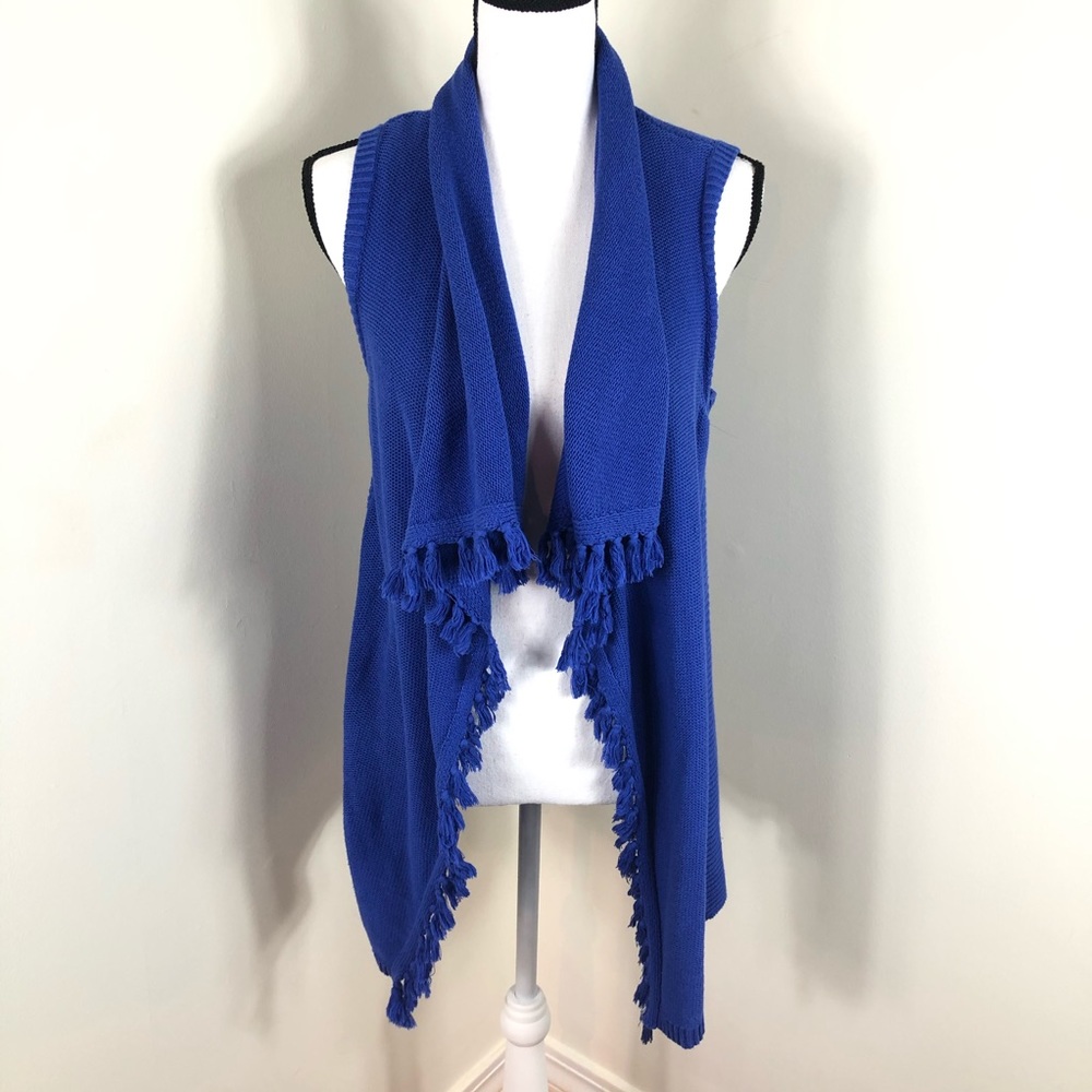Lilly Pulitzer Tassel Fringe Blue Vest XS - Picture 3 of 6